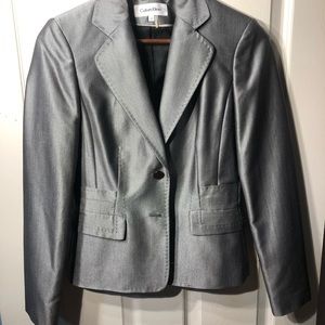 Size 2 Calvin Klein Two Button Silver Lined Blazer